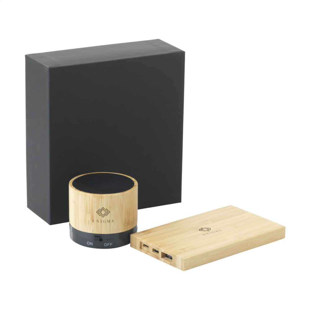 Logo trade promotional items picture of: PowerBox Bamboo gift set