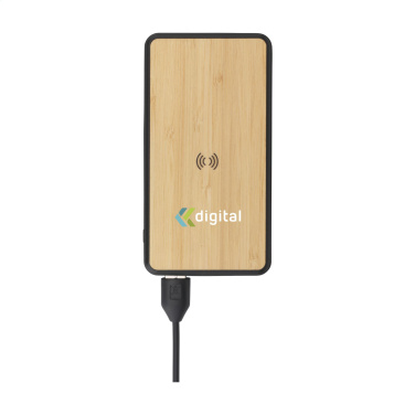 Logotrade promotional giveaway image of: Boru Bamboo RCS Recycled ABS Powerbank Wireless Charger