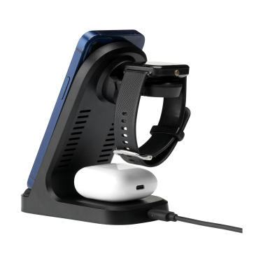 Logotrade promotional giveaways photo of: Triple-Up RCS Recycled ABS Wireless Charger Stand