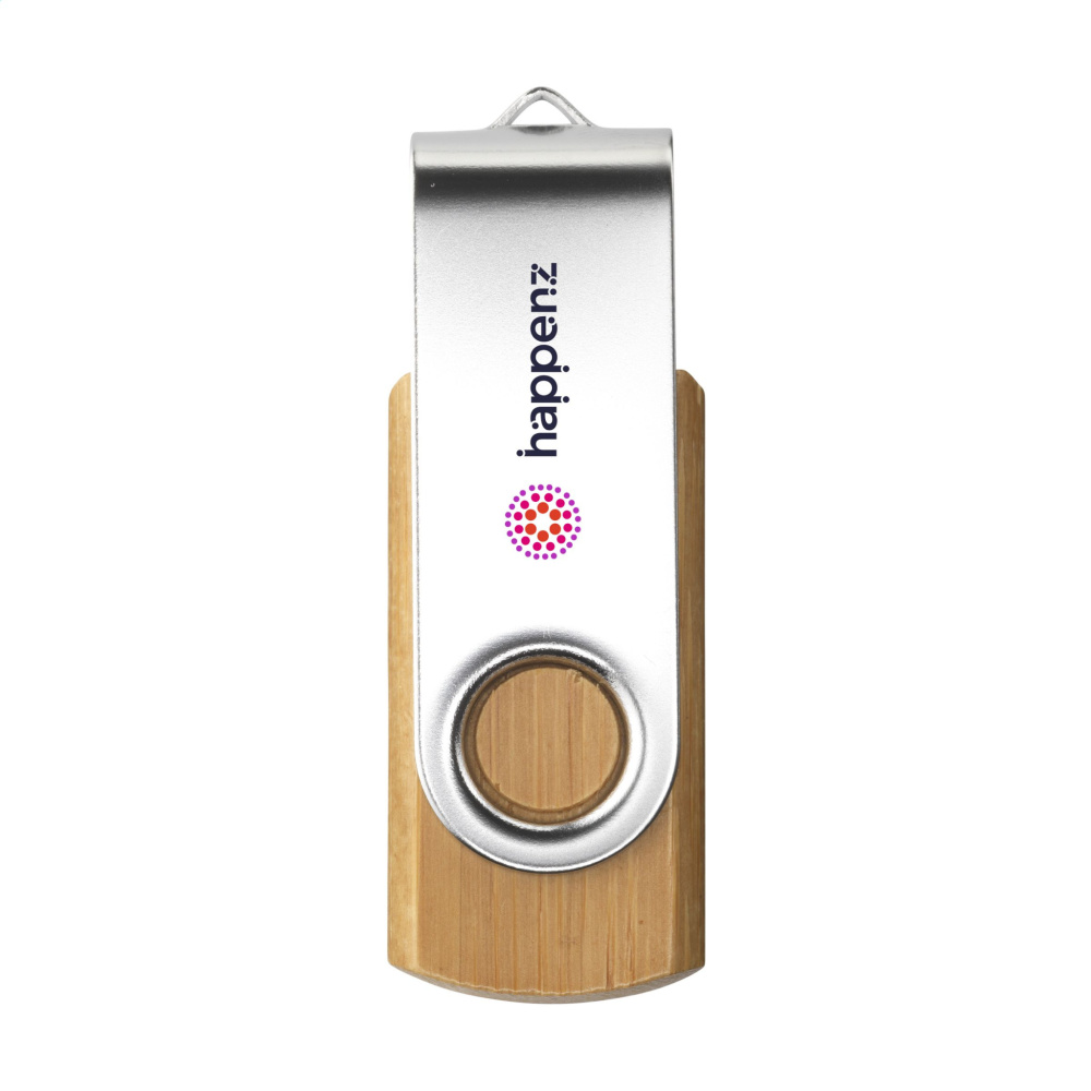 Logo trade promotional products image of: USB Twist Bamboo 64 GB