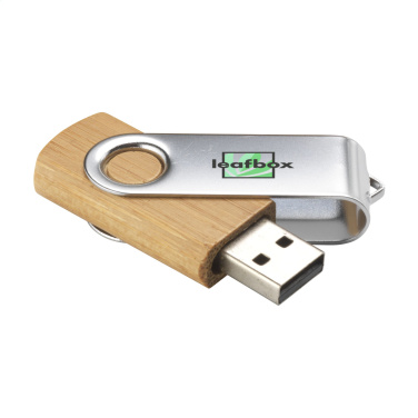 Logo trade advertising products image of: USB Twist Bamboo from stock 32 GB