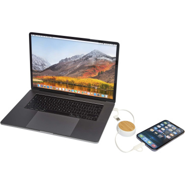 Logo trade promotional items image of: Chechia 5-in-1 recycled plastic 100 cm retractable data sync and 45W fast charge cable