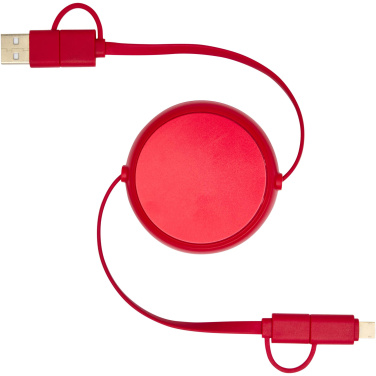 Logo trade corporate gifts image of: Alasia 5-in-1 100 cm recycled plastic and aluminium retractable data sync and 45W fast charge cable