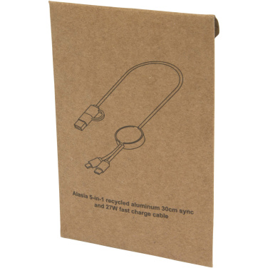 Logo trade promotional gifts picture of: Alasia 5-in-1 recycled aluminium and plastic 30 cm data sync and 27W fast charge cable