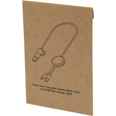 Logotrade corporate gift image of: Citala 5-in-1 recycled plastic 30 cm data sync and 27W fast charge cable
