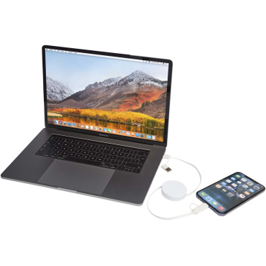 Logo trade promotional merchandise image of: Citala 5-in-1 recycled plastic 90 cm retractable data sync and 40W fast charge cable