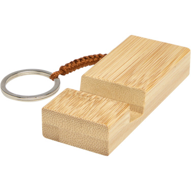 Logo trade business gifts image of: Bosona bamboo phone holder with keychain