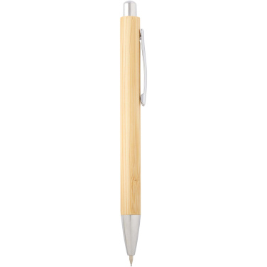 Logo trade promotional giveaways picture of: Oblys bamboo ballpoint pen and mechanical pencil set (black ink)
