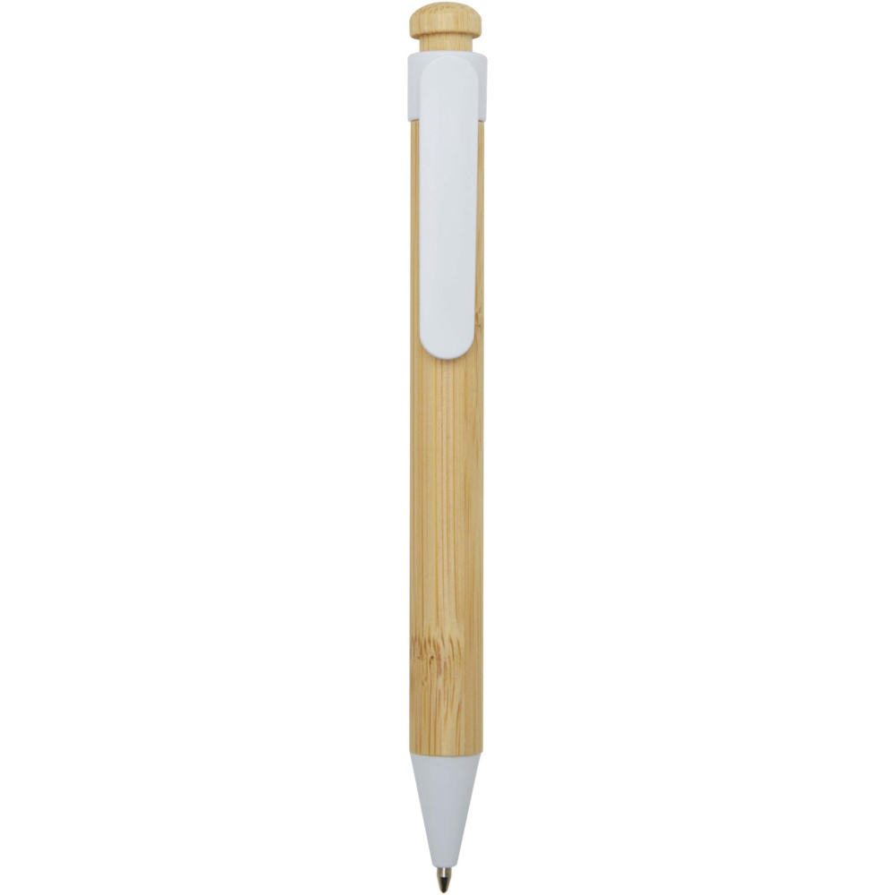 Logo trade promotional gifts image of: Rattan bamboo and recycled plastic ballpoint pen (black ink)