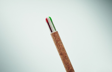 Logo trade promotional products image of: Cork 4-colour ink ball pen