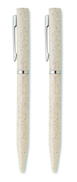 Logo trade promotional giveaways picture of: Wheat straw/ABS twist pen set