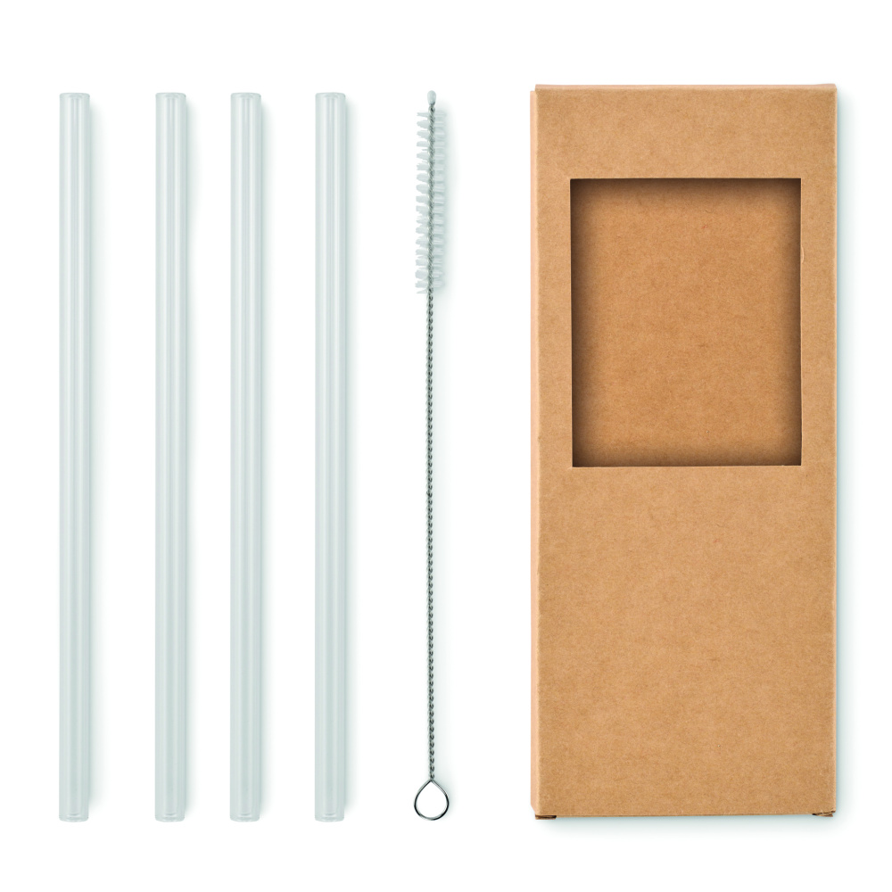 Logo trade promotional merchandise photo of: 4 reusable glass straws