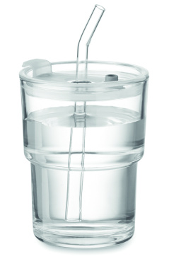 Logotrade promotional giveaway image of: Glass tumbler with straw 400ml