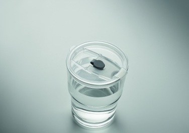 Logotrade corporate gift image of: Glass tumbler with straw 400ml