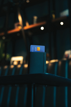 Logotrade promotional gift image of: Seekcard RCS rpolyester card wallet with worldwide locating