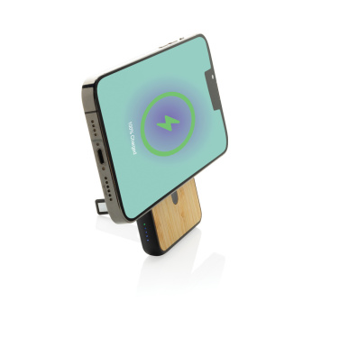 Logo trade promotional merchandise photo of: Zen RCS rplastic 5000 mah 5W magnetic bamboo powerbank