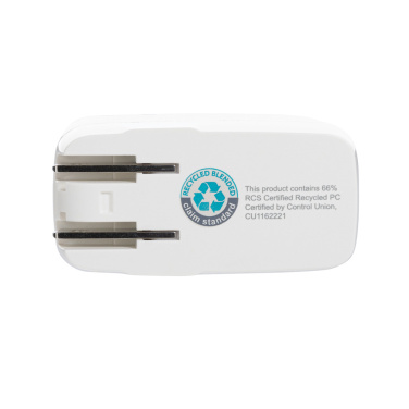Logo trade promotional gifts picture of: TravelCharge Pro RCS rplastic travel charger with USB C