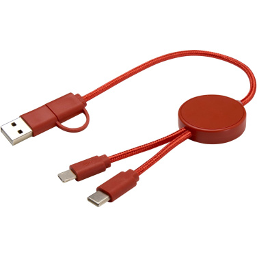Logo trade corporate gifts picture of: Citala 5-in-1 recycled plastic 30 cm data sync and 27W fast charge cable