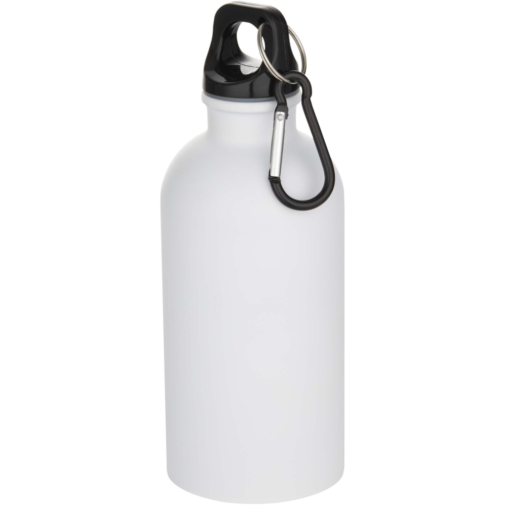 Logo trade promotional merchandise image of: Oregon 400 ml matte RCS recycled single wall stainless steel water bottle with carabiner