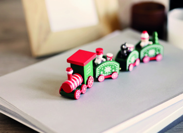 Logo trade promotional giveaways image of: Wooden Christmas train