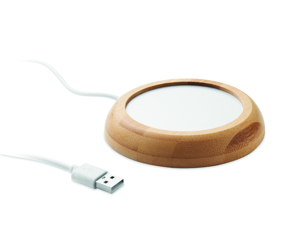 Logo trade promotional item photo of: Bamboo mug warmer with USB