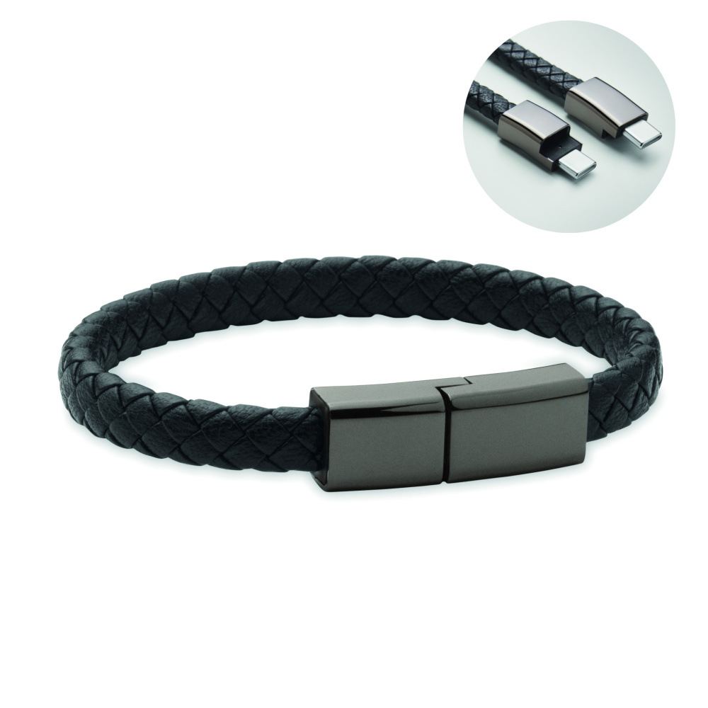 Logo trade business gift photo of: Braided bracelet cable type-C