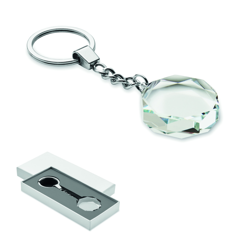 Logo trade promotional item photo of: Glass round award key ring