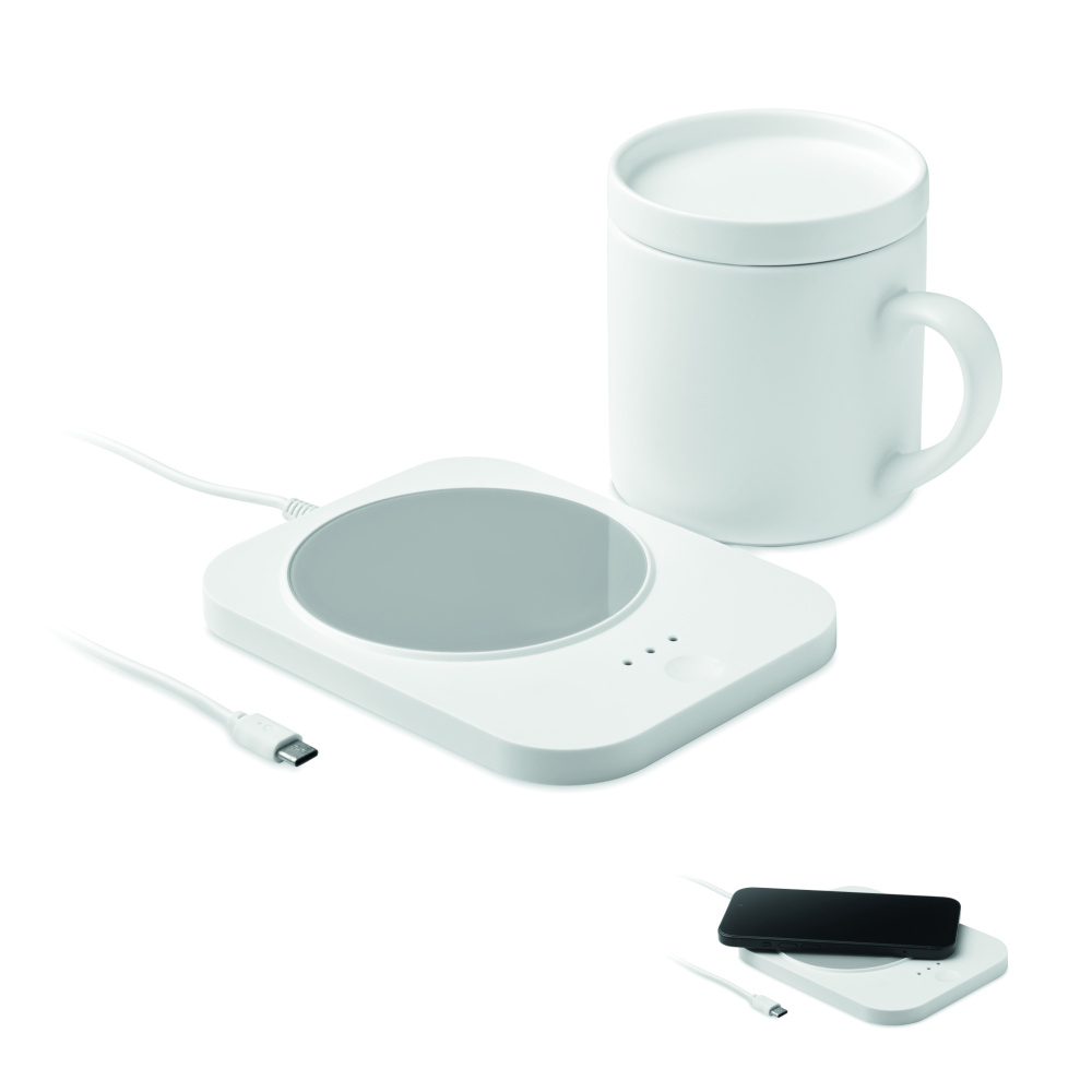 Logo trade promotional item photo of: Wireless charger mug warmer set