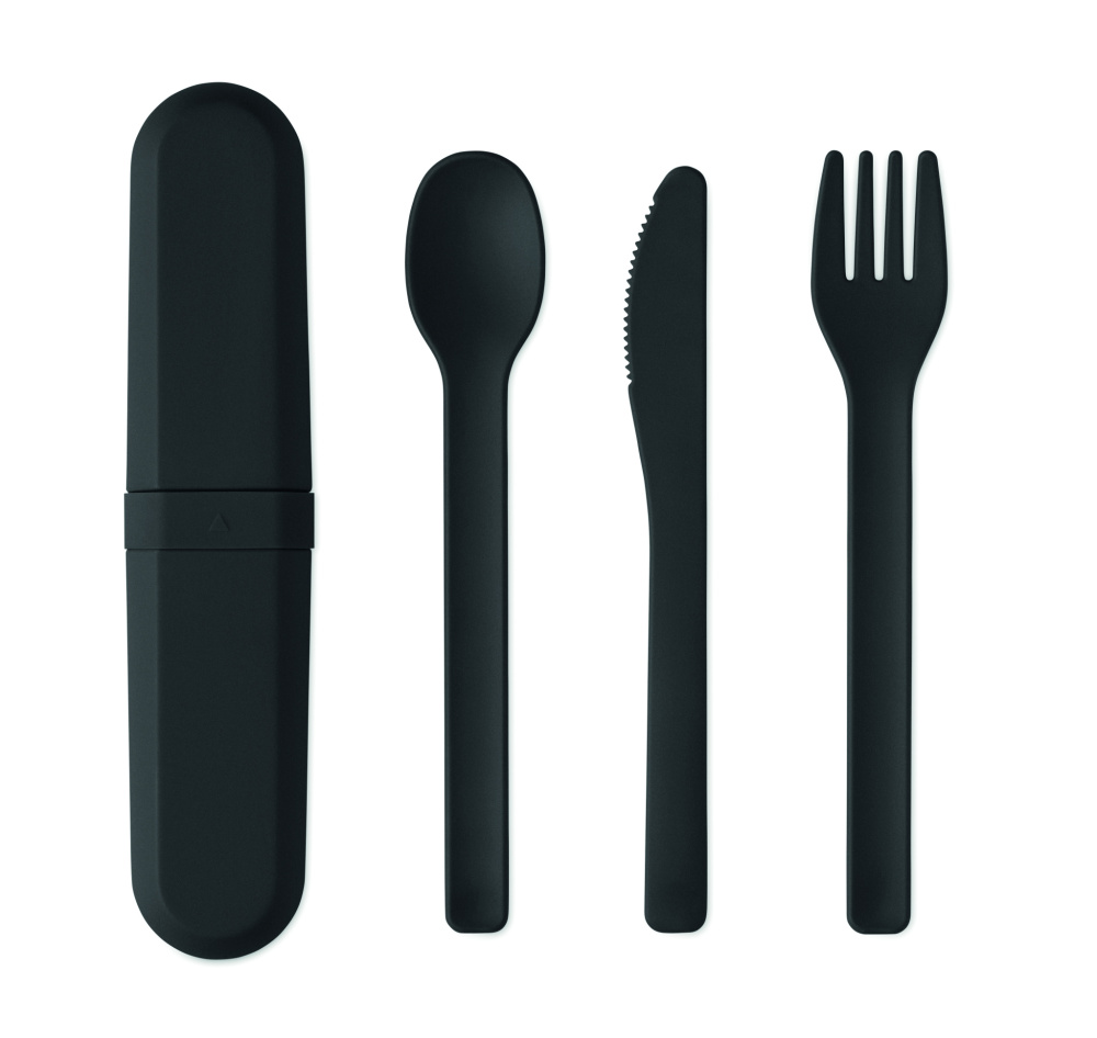 Logo trade corporate gifts image of: Cutlery set and case in PLA