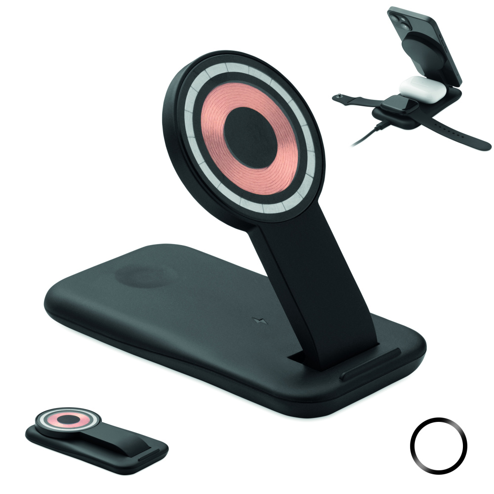 Logo trade corporate gift photo of: 3 in 1 wireless charger 15W