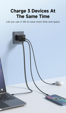 Logo trade promotional merchandise picture of: Urban Vitamin Mendocino 65W GaN charger retractable cable