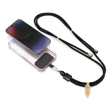 Logo trade business gifts image of: CarryLoop RCS recycled PET adjustable phone holder lanyard