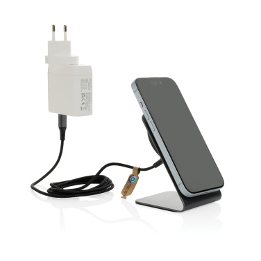 Logo trade business gift photo of: Terra aluminium 15W magnetic wireless charging phone stand