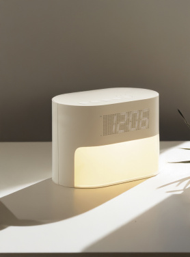 Logotrade promotional product picture of: LumaRise RCS reycled plastic white noise alarm clock