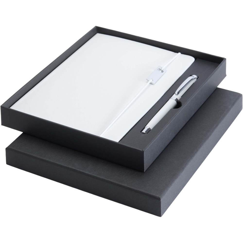 Logo trade corporate gifts picture of: Legato Elegance A5 hard cover notebook and rollerball pen set