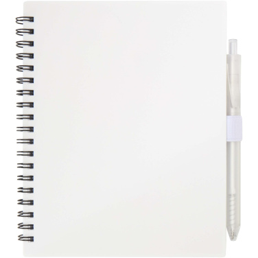 Logotrade corporate gift picture of: Niove recycled plastic soft cover notebook and ballpoint pen set (blue ink)