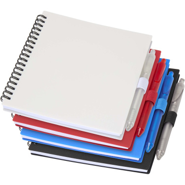 Logotrade advertising products photo of: Niove recycled plastic soft cover notebook and ballpoint pen set (blue ink)
