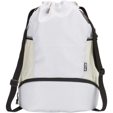 Logo trade corporate gifts image of: Nomad GRS recycled sports drawstring bag with bottom compartment 18L