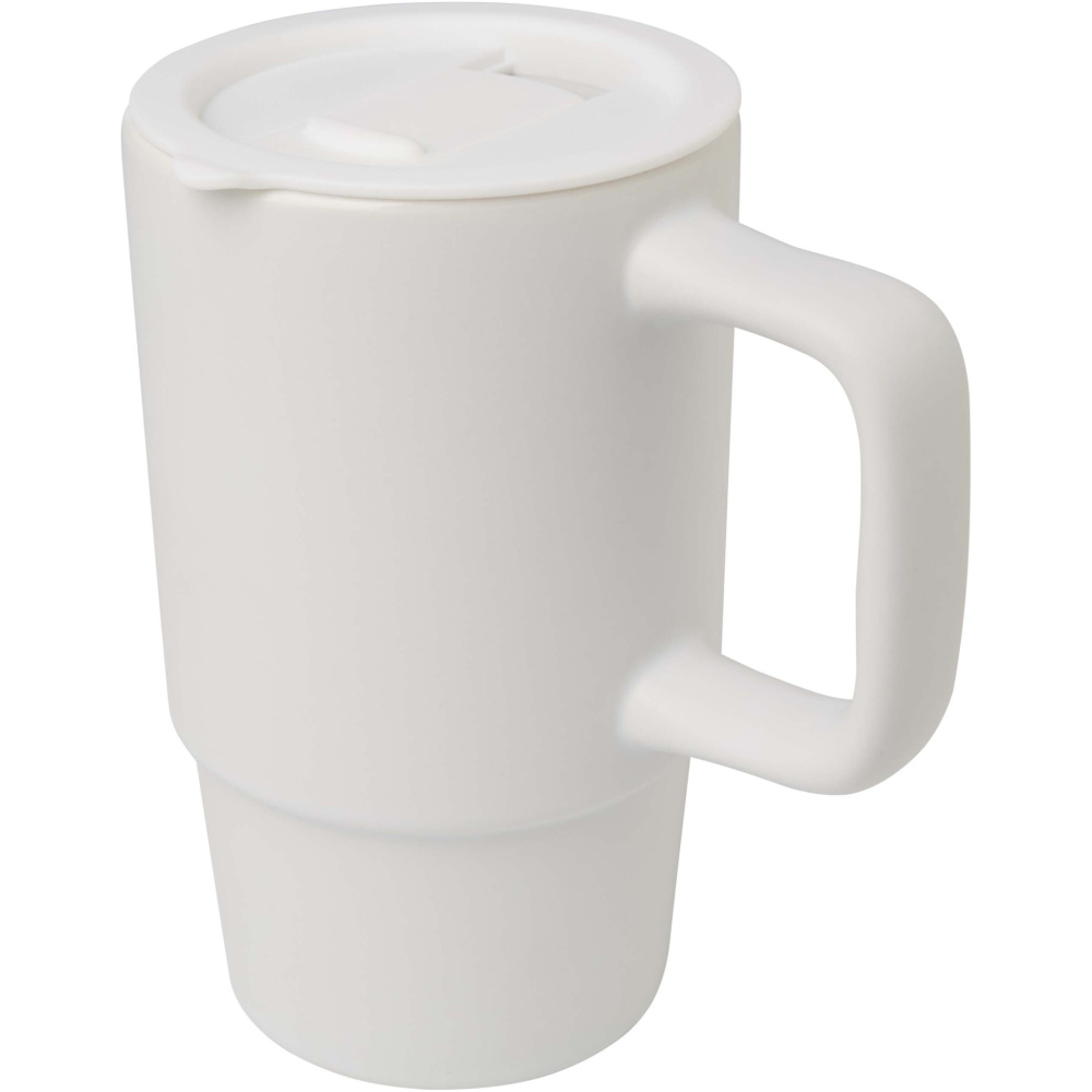 Logo trade business gift photo of: Carter 450 ml ceramic mug with plastic lid