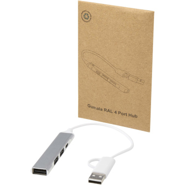 Logotrade corporate gift image of: Alkaid 4-port recycled aluminium USB-A and Type-C hub with dual input