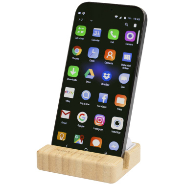 Logo trade corporate gifts picture of: Algol recycled plastic phone stand and fidget toy with bamboo details