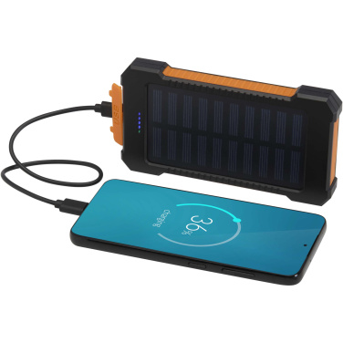 Logotrade promotional merchandise picture of: Altair 5000 mAh 10W recycled plastic rugged solar power bank with built-in torch