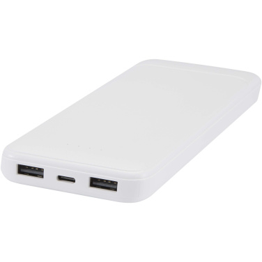 Logotrade promotional product picture of: Adhil 10.000 mAh 10W recycled plastic power bank with 2 built-in cables