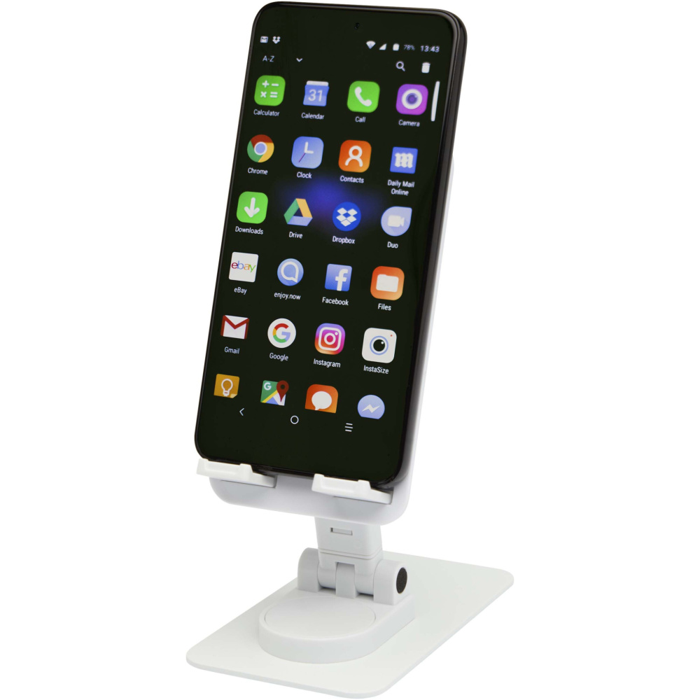Logo trade advertising products picture of: Alhena recycled plastic foldeable phone holder with metal desk stand