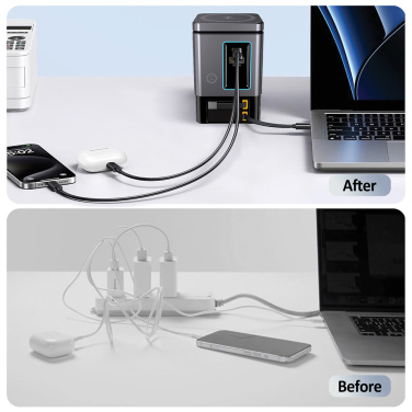 Logo trade promotional products image of: Urban Vitamin Sacramento 105W GAN charger+retractable cables