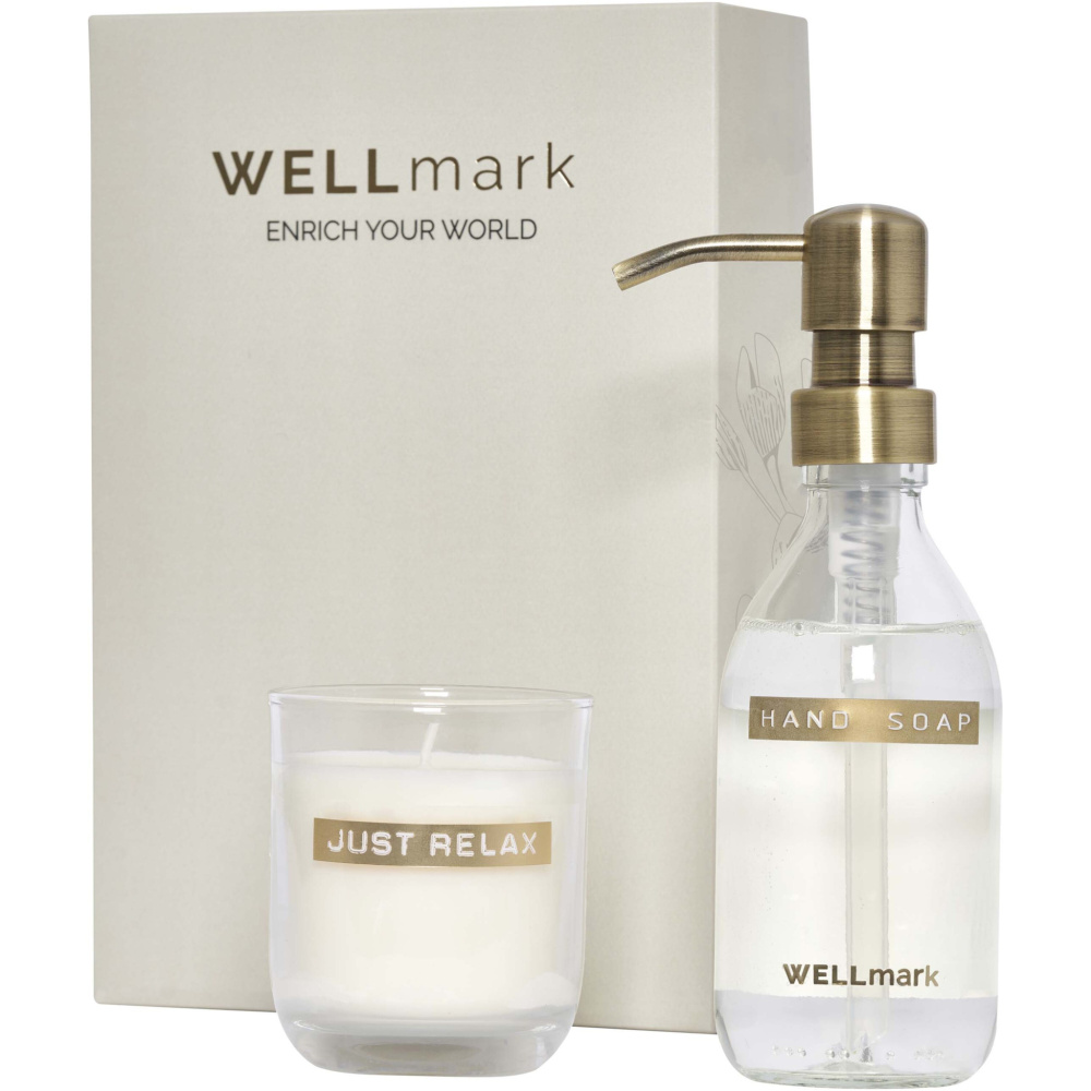 Logotrade promotional giveaway picture of: Wellmark Discovery 250 ml hand soap dispenser and 150 g scented candle set
