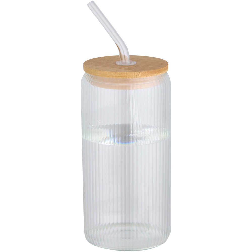 Logo trade promotional giveaways image of: Mirage 500 ml single-walled borosilicate glass jar with bamboo lid