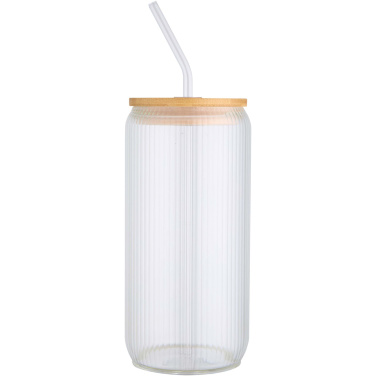 Logo trade promotional giveaways image of: Mirage 500 ml single-walled borosilicate glass jar with bamboo lid
