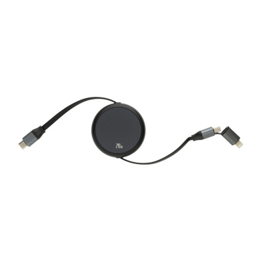 Logo trade promotional merchandise image of: Terra RCS recycled aluminium retractable 240W 2-in-1 cable