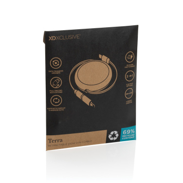 Logotrade promotional products photo of: Terra RCS recycled aluminium retractable 240W 2-in-1 cable